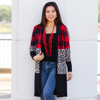 Buffalo Plaid and Leopard Cardigan