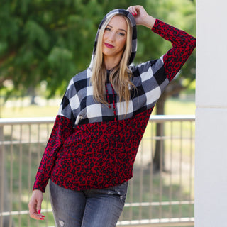 Leopard and Plaid Hoodie