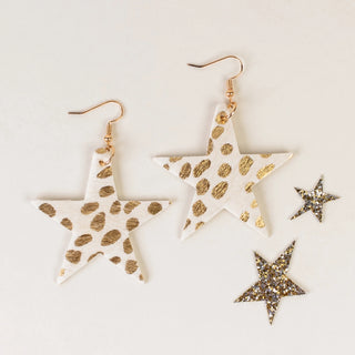 Animal Print Star Earrings