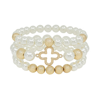 Pearl and Gold Bracelet Set