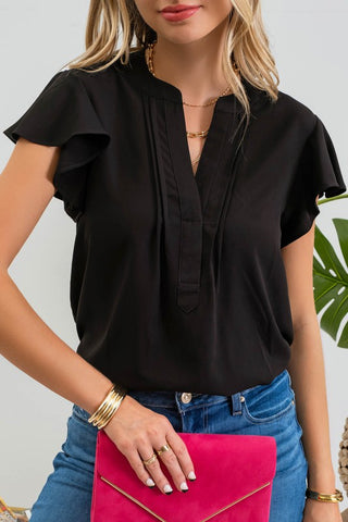 Solid Flutter Sleeve Top