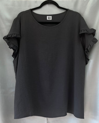 Plus Gray Ruffle Sleeve top