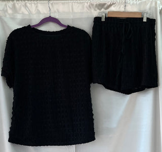 Black ribbed shorts set