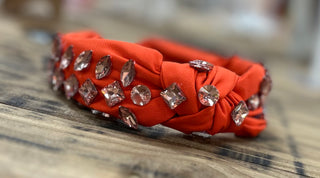 Vivid Color Jeweled Embellished Knotted Headband