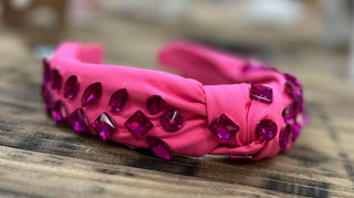 Vivid Color Jeweled Embellished Knotted Headband