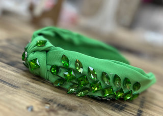 Vivid Color Jeweled Embellished Knotted Headband