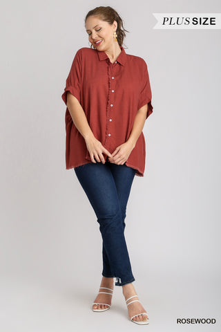 Umgee plus linen boxy cut button down