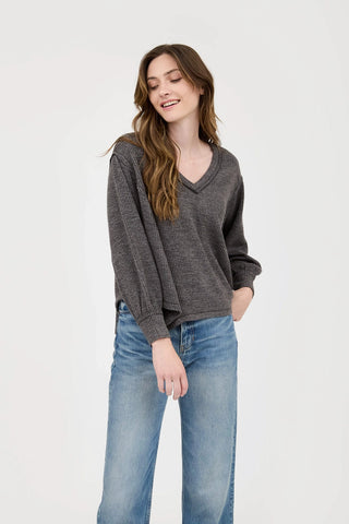 V Neck Asymmetrical Knit Top