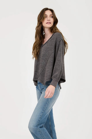 V Neck Asymmetrical Knit Top