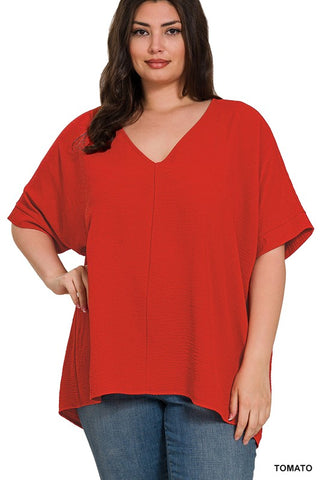 Plus Woven Airflow Dolman Top